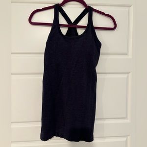 Navy lululemon tank with built in sports bra and padding